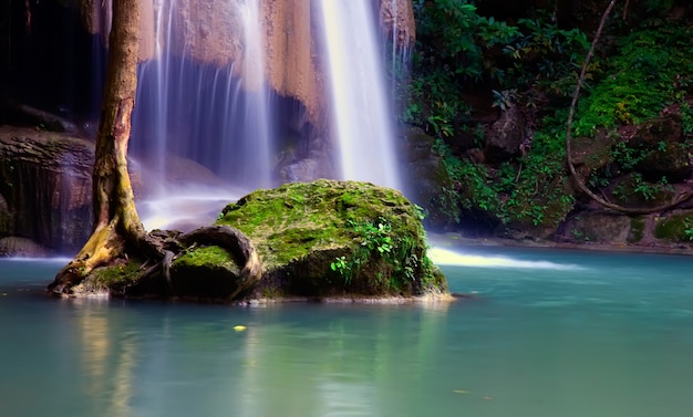 Foto paisaje cascada en un bosque