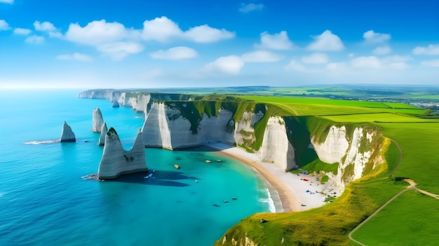 Paisaje con cielo y hierba verde