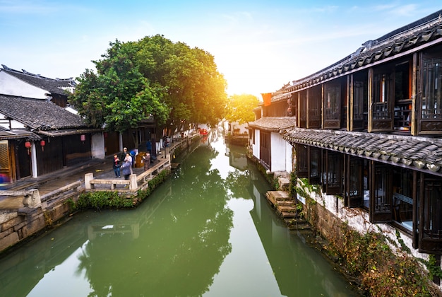 Paisaje de la ciudad antigua de Zhouzhuang, Suzhou, China
