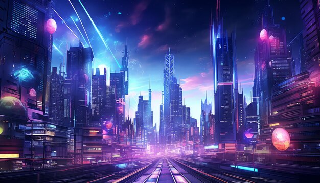 El paisaje de la ciudad con Cyberpunk Fusion Vibes1