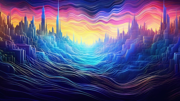 paisaje de la ciudad futurista holográfica