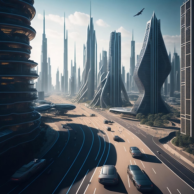 Paisaje de la ciudad futurista