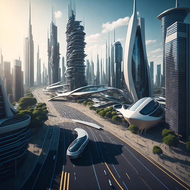 Paisaje de la ciudad futurista