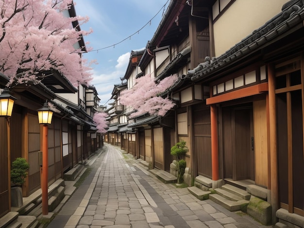 Foto paisaje de la ciudad de higashiyama en kioto