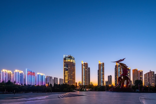 Paisaje de la ciudad de Linyi, Shandong, China