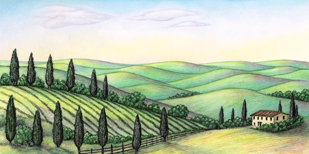 Paisaje de las colinas de la Toscana
