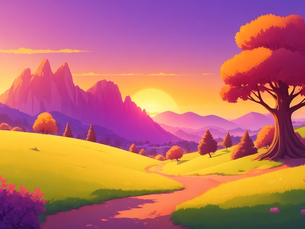 Paisaje de colores en 2D