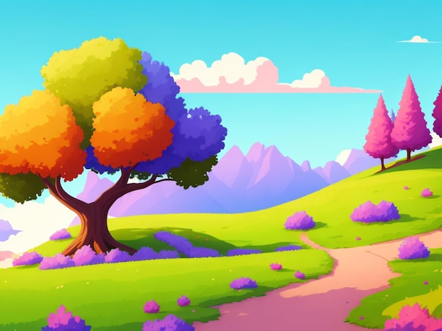 Paisaje de colores en 2D