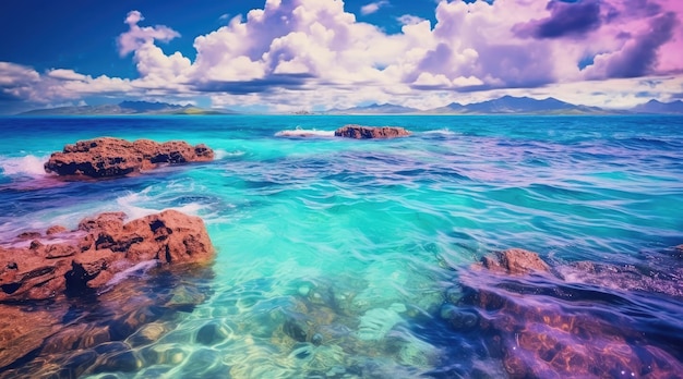 Foto paisaje colorido brillante del hermoso mar tropical