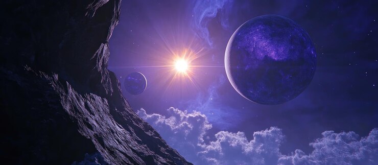 Paisaje cósmico Planetas y estrellas