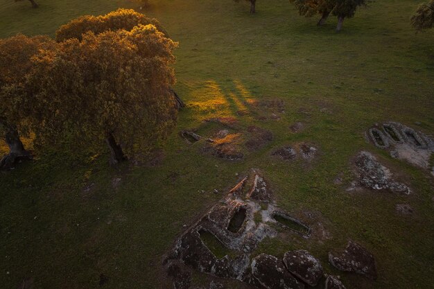 Paisaje en la Dehesa de la luz las tumbas son restos arqueológicos del siglo IV d.C. aproximadamente