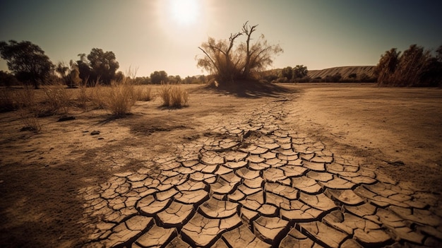 Foto un paisaje desértico agrietado