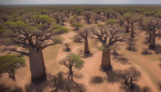Foto un paisaje desértico con árboles y el desierto en el fondo