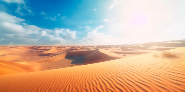 Paisaje desértico con arena formada en dunas afiladas por el viento