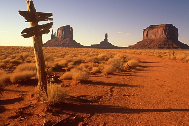 Foto un paisaje desértico con un letrero que dice el desierto