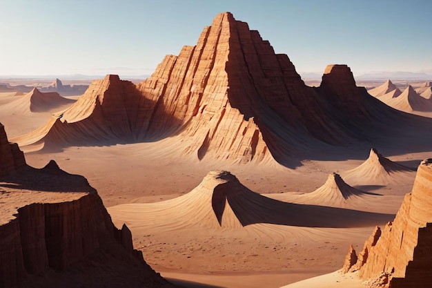 Un paisaje desértico con montañas al fondo