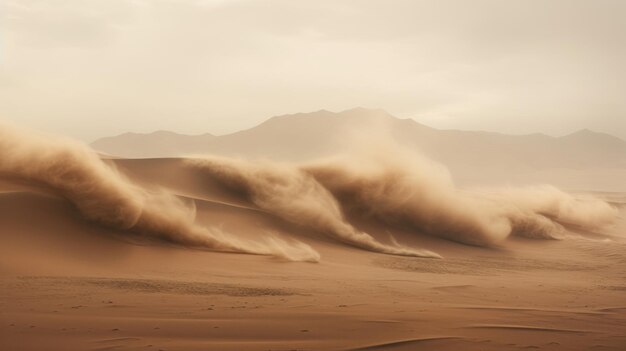 Un paisaje desértico durante una tormenta de arena