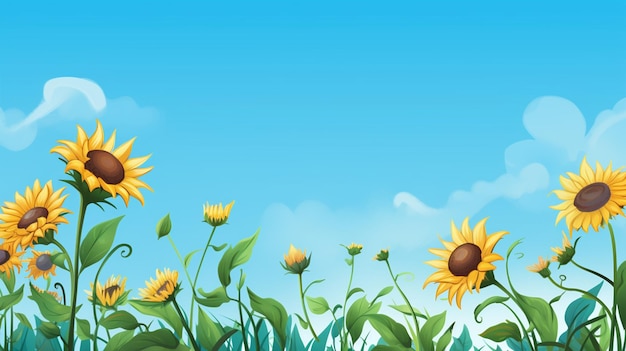 paisaje de dibujos animados girasoles florecen