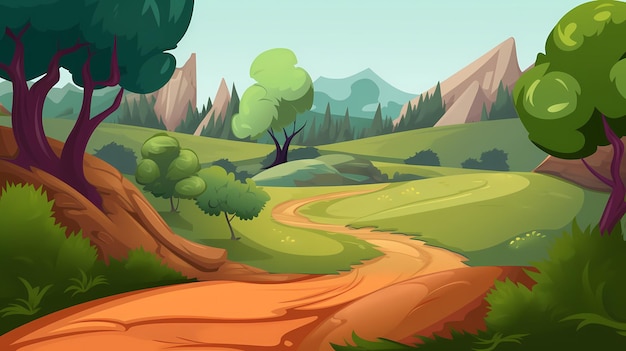 Paisaje Dibujos animados Ilustración Ai generativo