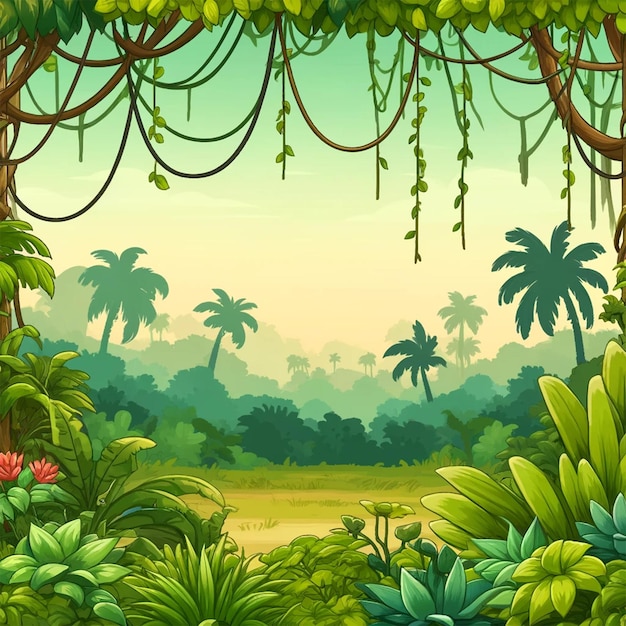 Foto paisaje de dibujos animados de la selva tropical