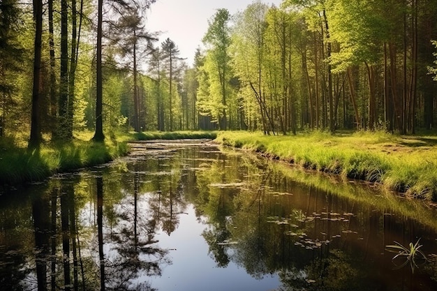 paisaje con estanque de campo