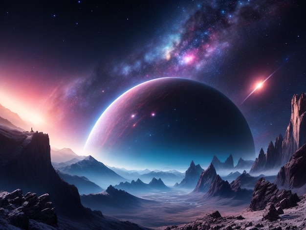 Paisaje estelar galaxias planetas espacio mundo futurista mundo espacial paisajes estelares interestelar