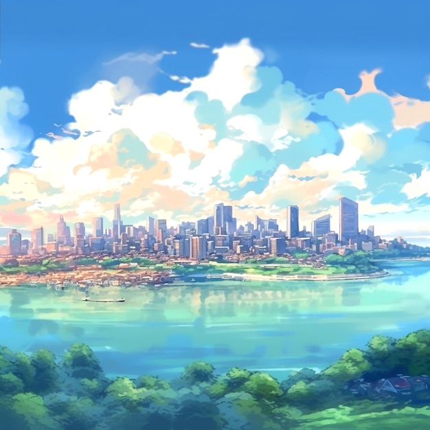 Foto paisaje con estilo makoto shinkai