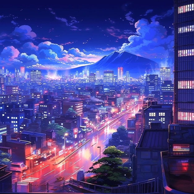 paisaje con estilo Makoto Shinkai