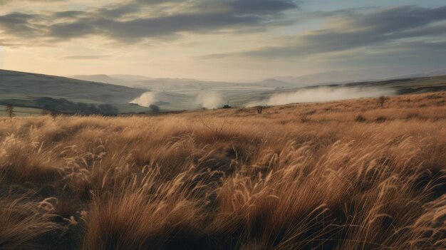 Foto el paisaje estratificado de la pradera de yorkshire con hierba marrón