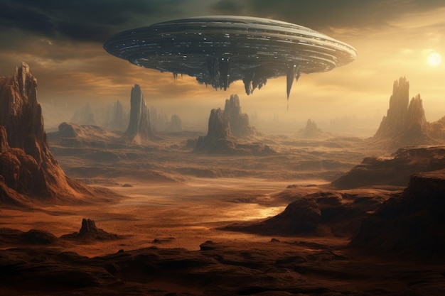 Paisaje de fantasía alienígena de otro mundo Espacio de ficción Generar Ai