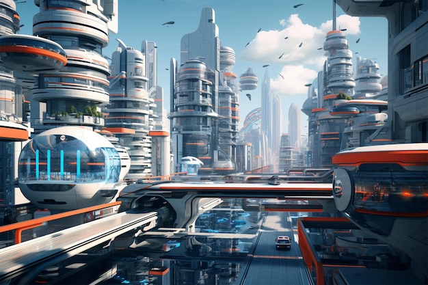 paisaje de fantasía futurista