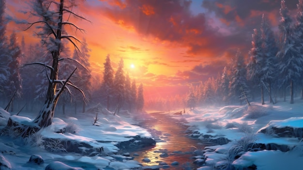 paisaje de fantasía de invierno