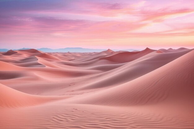 Un paisaje fantástico dunas de arena rosadas contra un cielo rosado desierto paisaje alienígena colores pastel