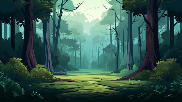 paisaje de fondo de dibujos animados del bosque