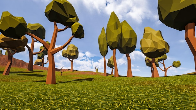 Paisaje forestal de un entorno natural y virtual diseño 3d render