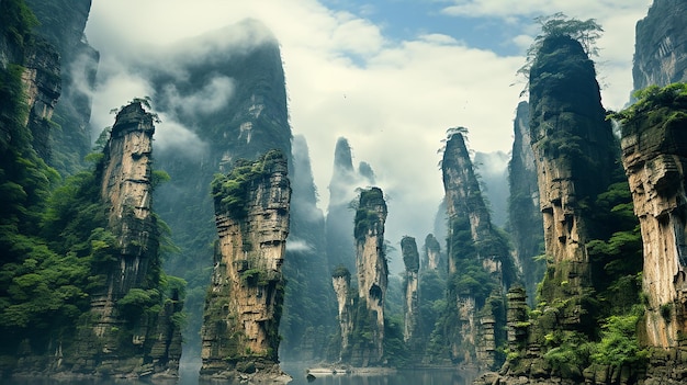 Paisaje y forma del terreno de Zhangjiajie en 4K