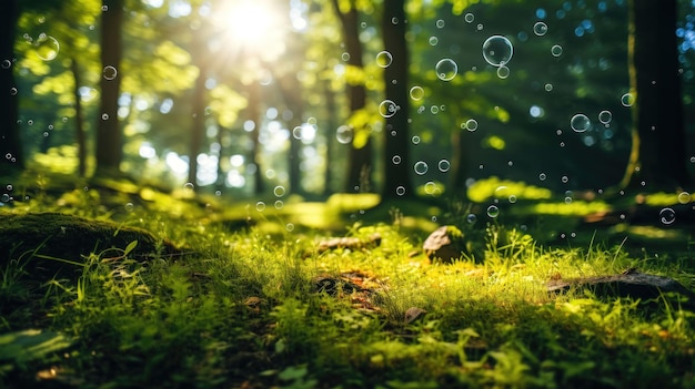 Paisaje fotografiado con flash de lente y bokeh que mejora el paisaje