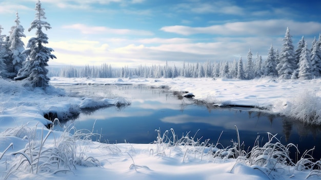 Paisaje fotorrealista de invierno en la provincia de Quebec Bosque nevado sereno y expresivo