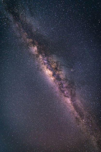 Paisaje con galaxia de la vía Láctea. Cielo nocturno con estrellas.