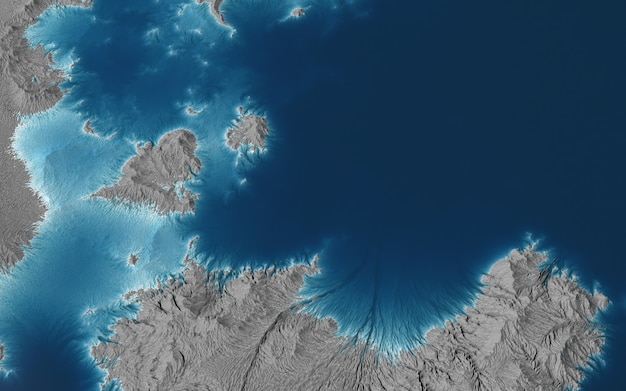 Paisaje gráfico, representación casual de islas en el océano