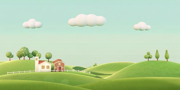 Paisaje de la granja de dibujos animados