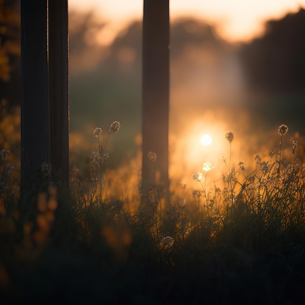 paisaje de un hermoso amanecer en un jardín