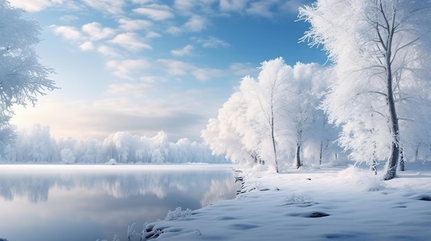 Un paisaje hermoso y asombroso enmarca la naturaleza de invierno