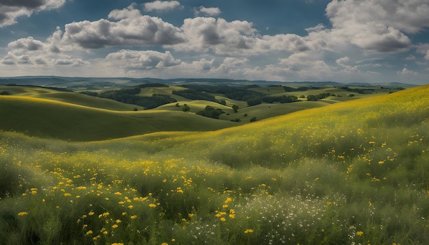 El paisaje de los hermosos campos de flores