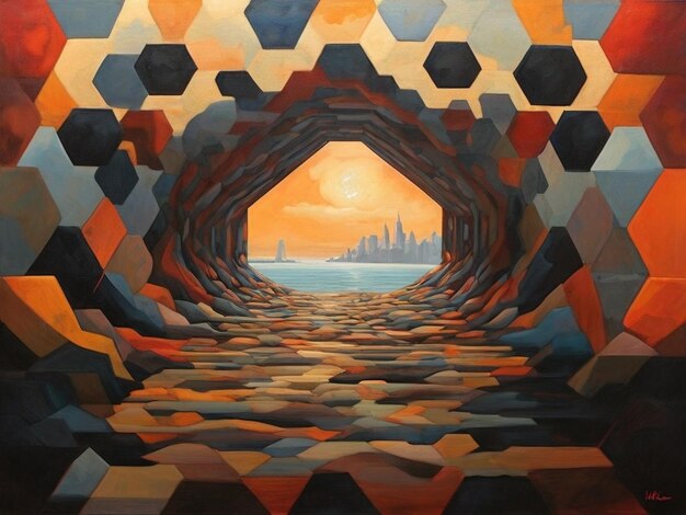 Paisaje hexagonal sombreado