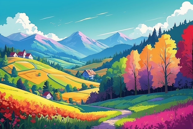 Foto paisaje con hugeln y weinbergen color brillante generativo ai