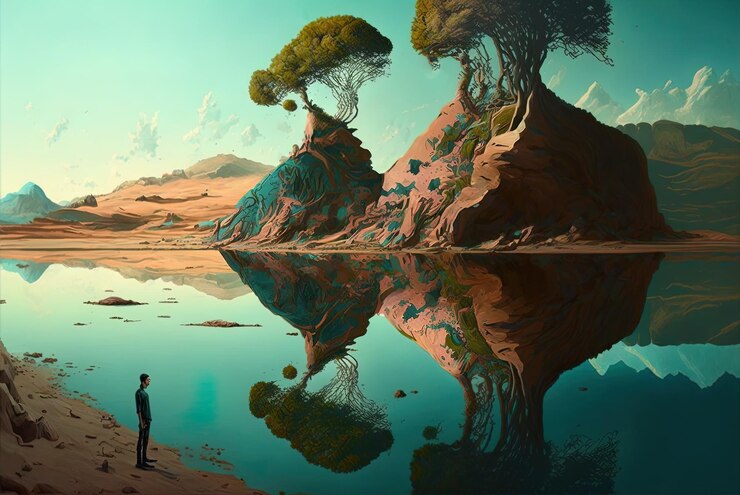 paisaje de humanos meditativos planos orgánicos