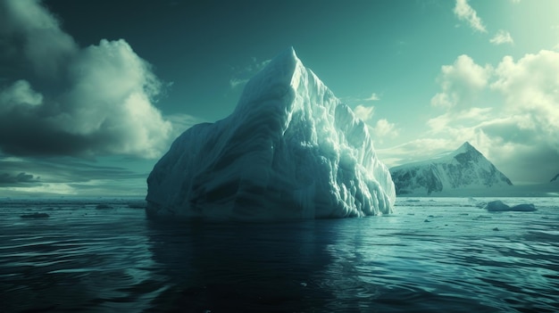 paisaje con iceberg en el concepto de calentamiento global del agua