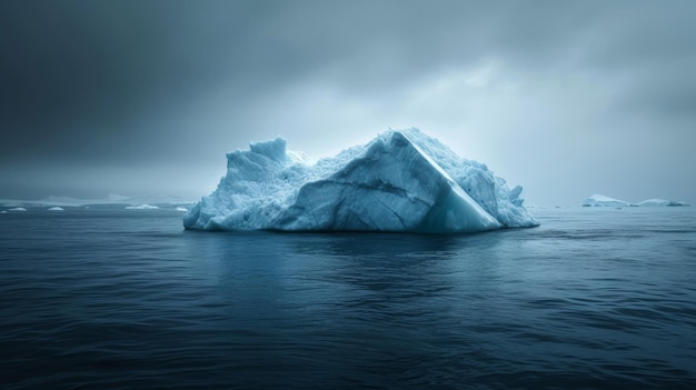 paisaje con iceberg en el concepto de calentamiento global del agua