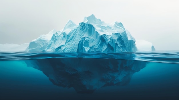 paisaje con iceberg en el concepto de calentamiento global del agua